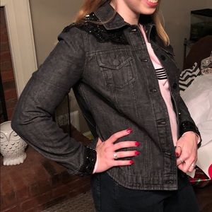 NWOT Chicos embellished black denim jacket